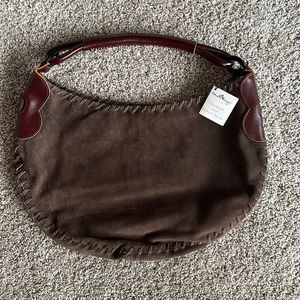 Brown Suede Hobo Bag